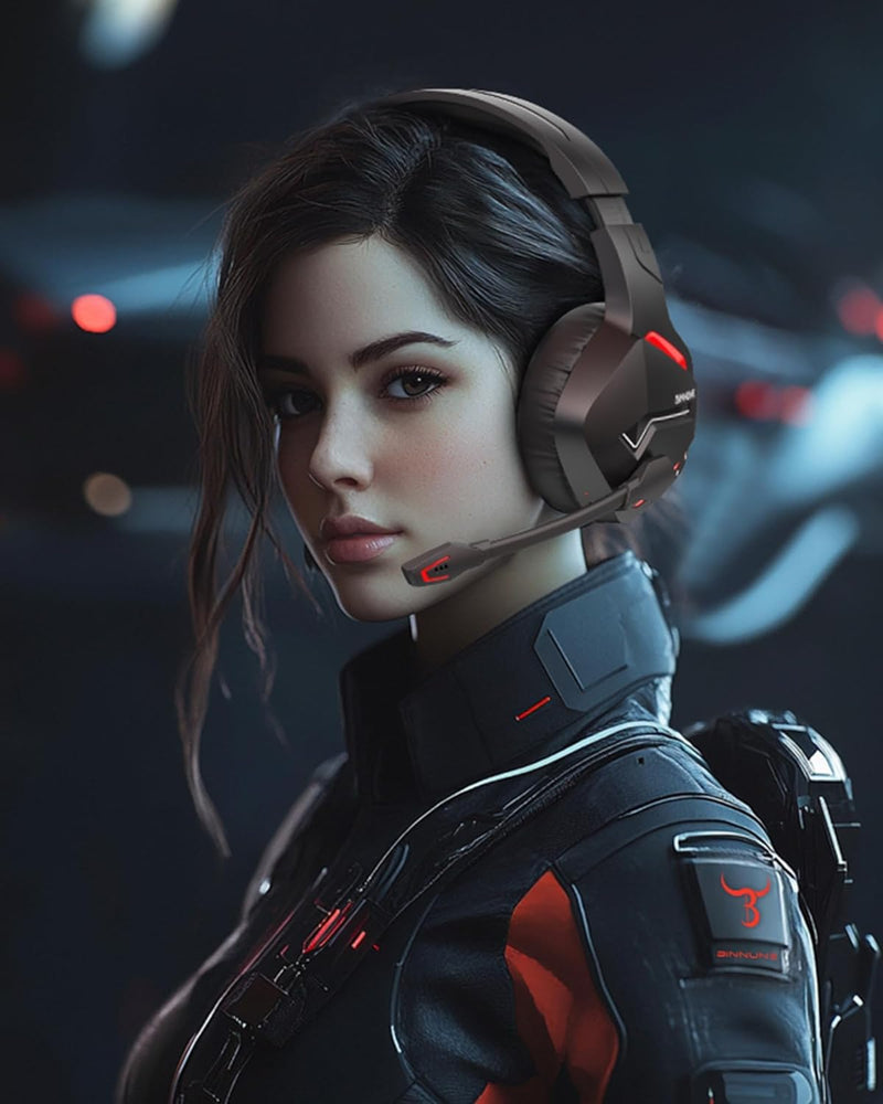 BINNUNE Wireless Gaming Headset for PS5 PC, 120H Ultra-Long Battery, 2.4GHz & Bluetooth 5.3 Wireless Headphones with Noise Canceling Mic, 50mm Drivers, Comfort Over Ear Headphones, Black