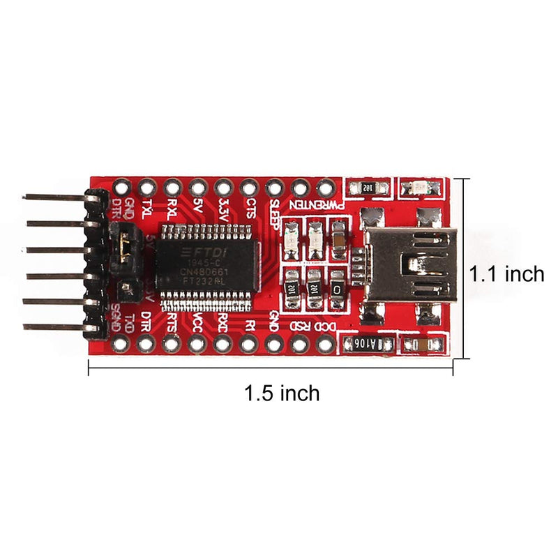 3PCS FT232RL Mini USB to TTL FTDI Adapter Module, 3.3V 5.5V FT232R Breakout FT232RL USB to Serial Converter Adapter Board Mini USB to TTL FT232RL