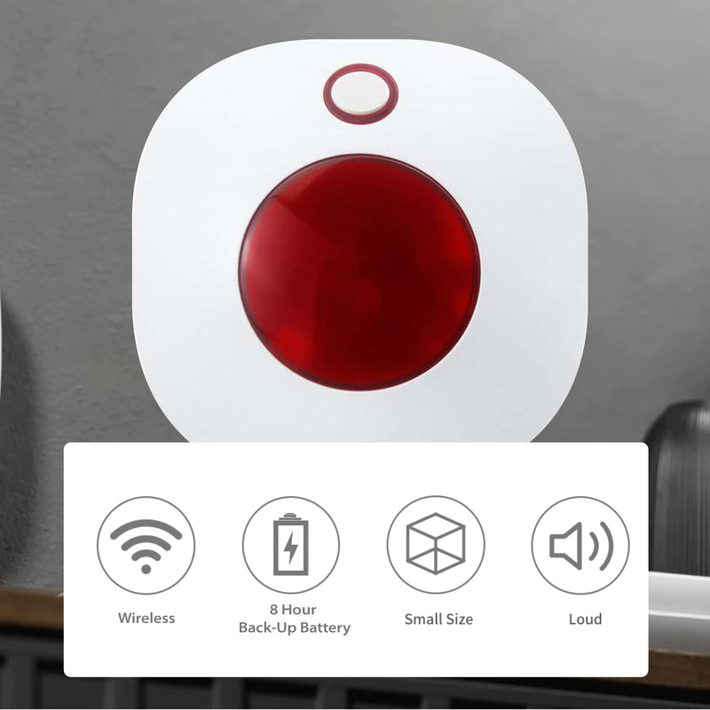 [AUSTRALIA] - OSI Wireless Alarm Strobe Siren (Gen 2) - Accessory for OSI Smart Alarm System (Gen 2) ,Wi-Fi Wireless Strobe Siren, Plugs into Electrical Outlet, 8 Hour Back-up Lithium Battery 