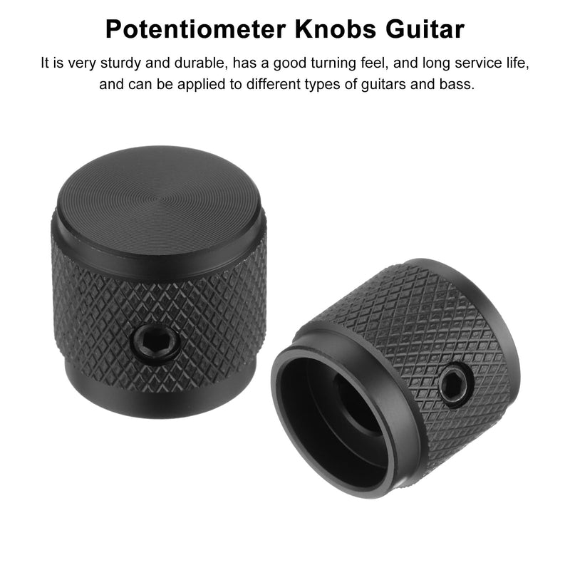 MECCANIXITY 6PCS Guitar Knobs Metal, Volume Tone Control Dome Knobs 1/4" x 5/8" Potentiometer Knobs with Set Screw for Electric Guitar Bass, Black
