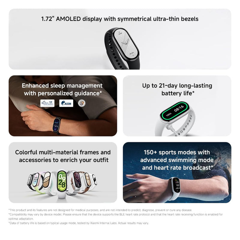 XIAOMI Mi Smart Band 10 (2025) Global Version - 1.72" AMOLED Display | 21 Days Battery Life | Touchscreen, Multi-Sport Tracker, Activity Tracker, Heart Rate Monitor | BT5.4 - (Midnight Black) Midnight Black
