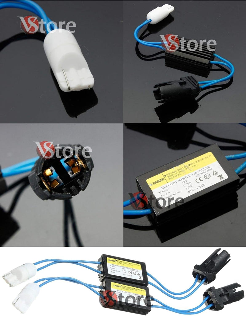 1 Pair of Additional Resistors Off Canbus Position Indicator Light for T10 LED Error Free