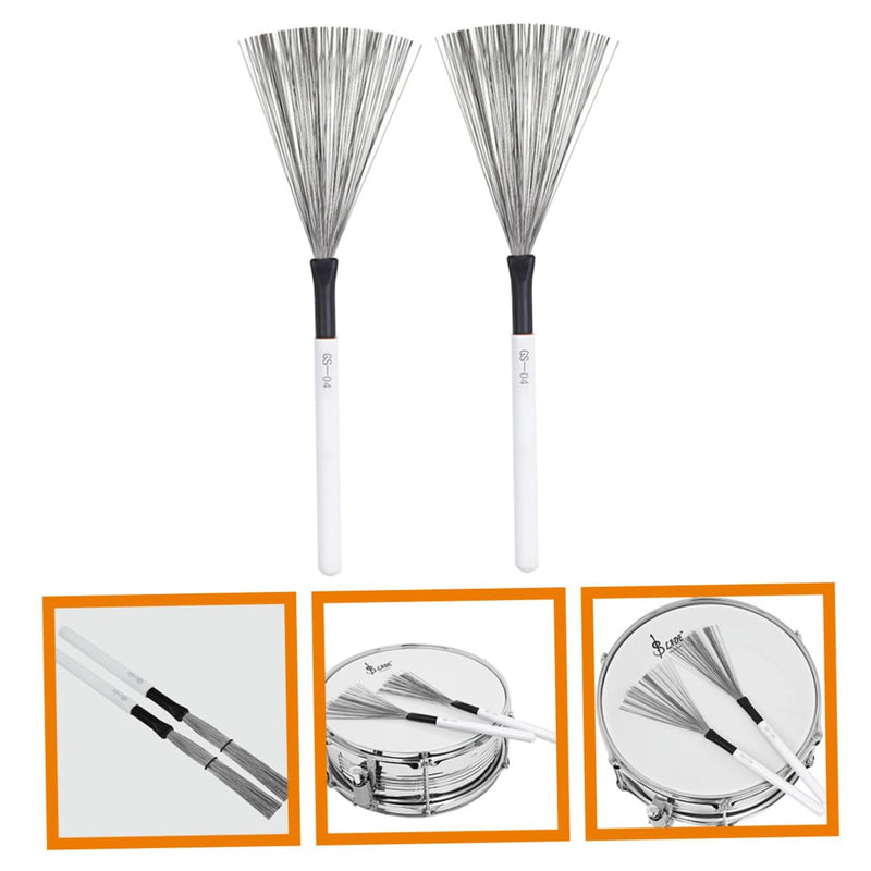 Vaguelly 1 Pair Drum Brush for Beginner Snare Drum Wood Handle Drum Brush Nylon Drum Retractable Wire Rods Drum White Maple Set Student Use Double Head 35x3x4cm