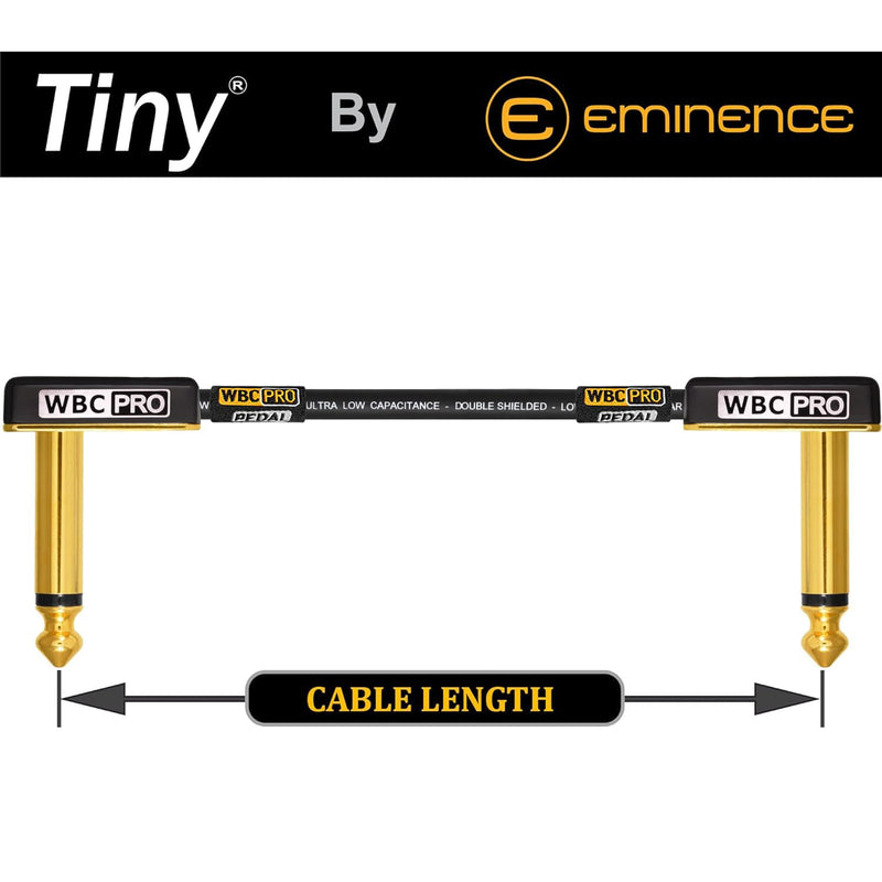 3 Units - 6 Inch - WBC-PRO-Pedal – 22 AWG - Low-Cap (18pF/ft) – Pro-Grade – Graphite-Based - Dual-Shielded Pedal, Effects, Patch, Instrument Cable with Eminence Tiny Gold Plated Angled TS Connectors