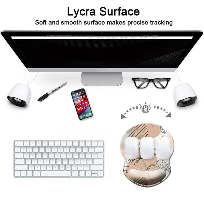Mouse Pad with Wrist Support, Non Slip Mousepad Wrist Rest for Office, Computer, Laptop & Mac- Durable & Comfortable & Lightweight Ergonomic Support Mouse Mat Abstract Art Plants Abstract Art 6