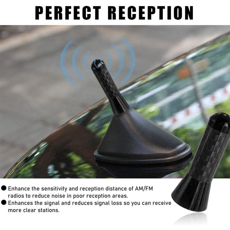 Car Short Antenna, 1.4 Inch Aluminum Auto Roof Mount Short Antenna, Radio Antenna Mast Replacement with Screws Universal for Most Vehicles, Universal Car Accessories (Black) Black