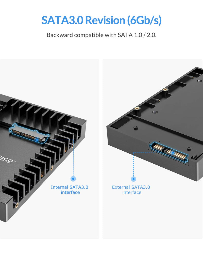 ORICO 2.5 SSD SATA to 3.5 Hard Drive Adapter Internal Drive Bay Converter Mounting Bracket Caddy Tray for 7 / 9.5 / 12.5mm 2.5 inch HDD / SSD with SATA III Interface(1125SS)