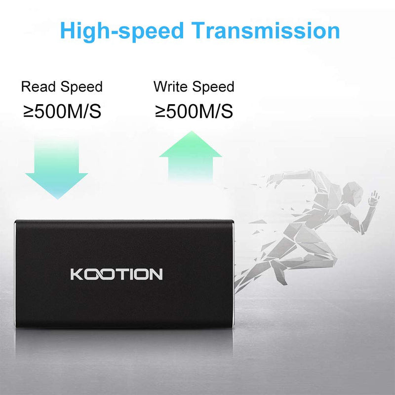 KOOTION External SSD 250GB Portable SSD High-Speed Solid State Drive, Read up to 500MB/s & Write up to 450MB/s B. 250GB - Black