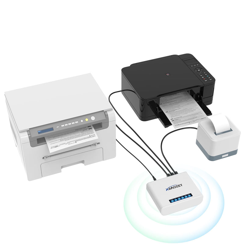 Wireless Print Server to Share 3 USB Printers Over Local Network | Easy Setup, Support Ethernet WiFi, Compatible with All RAW-Supported Printers LK300W. 3 USB Port