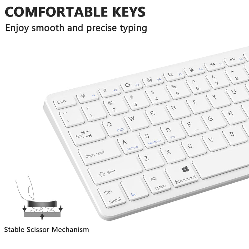 TaIYanG Bluetooth Keyboard for iPad Wireless Keyboard Compatible iPad 10th/iPad 10.2(9th/8th/7th Generation),iPad Air 5th/4th, iPad Pro 11/12.9, iPad 9.7, iPad Mini and All Bluetooth Devices (White) White