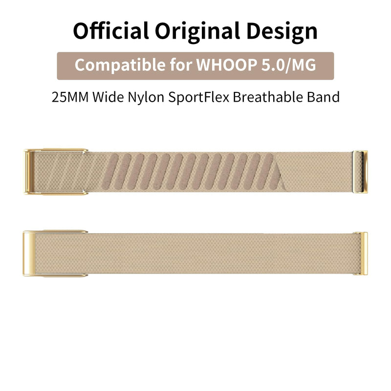 3 Pack Nylon SuperKnit Sport Bands Compatible with WHOOP 5.0/MG Band for Men Women - Soft, Breathable & Comfortable, Adjustable Replacement Wristbands Straps- Not Compatible with Gen 4 Black/Starlight/Dune Gold For Whoop 5.0 Mg