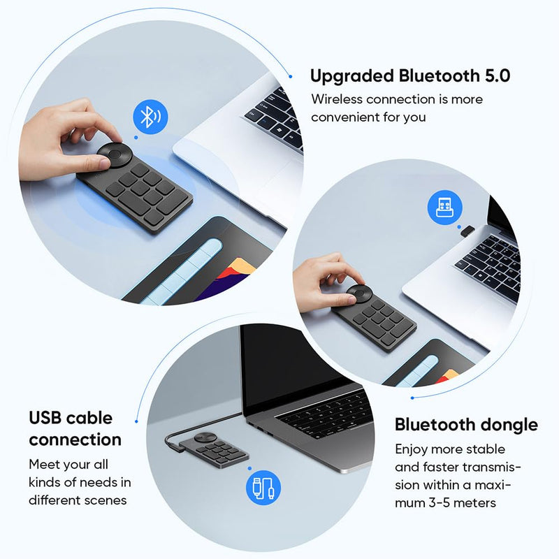 XPPen Deco 640 Drawing Tablet with 16384 Pressure Levels & Mini Keydial ACK05 Wireless Shortcut Keyboard