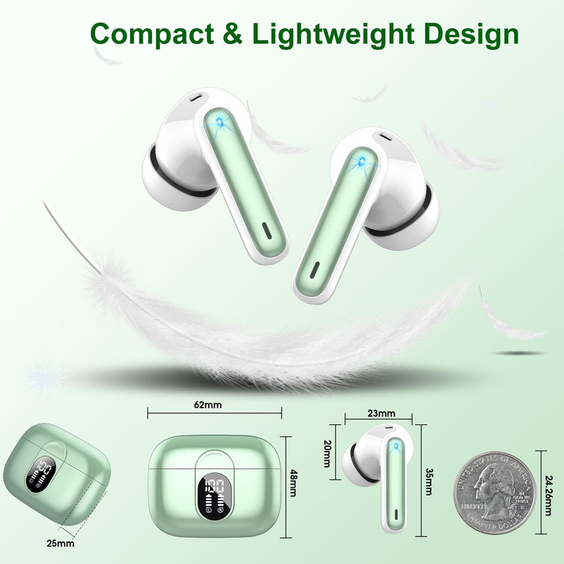 2 Sets Wireless Earbuds 2024 Bluetooth 5.3 Headphones HiFi Stereo, 40H Playtime in-Ear Earbud, Bluetooth Earbuds with LED Power Display, IP7 Waterproof Wireless Earphones Sport Headset Blue+Green