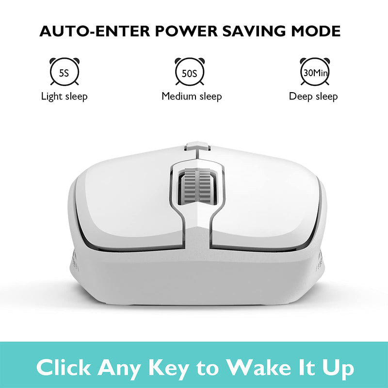 Wireless Mouse Dual Mode Bluetooth Mouse Wireless 2.4G Computer Mouse Optical Silent Mouse USB Receiver in The Mouse 3 Adjustable DPI Mice for MacBook Laptop Notebook PC Tablet (White) White