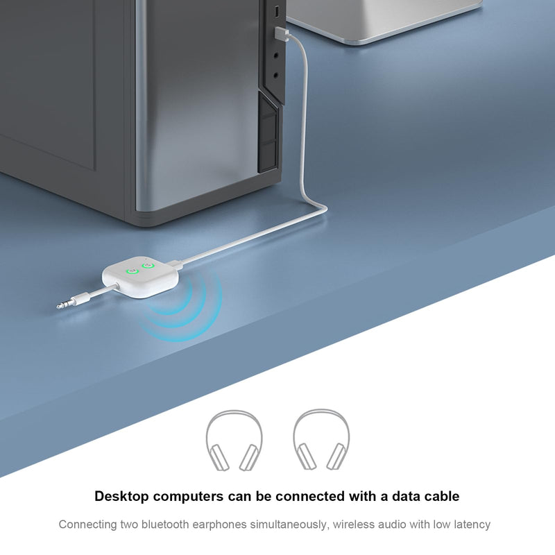 [AUSTRALIA] - Bluetooth Transmitter, Bluetooth 5.3 Adapter Audio Transmitter Adapter Dual Link AptX Adaptive/Low Latency, Works with 3.5mm Aux Jacks on Airplanes, Gym Equipment, TVs, Tablets 