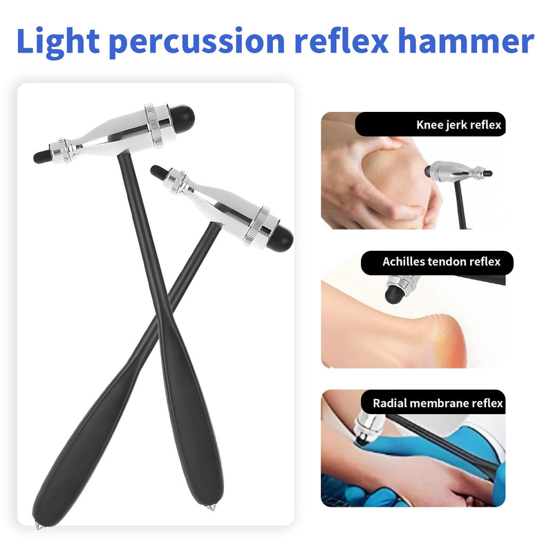 [AUSTRALIA] - Neurological Reflex Hammer, Medical Hammer, Neuro Reflex Hammer with Double Plastic Head, Double Functional Head Reflex Hammer, Lightweight Percussion Reflex Hammer, for Reflex Tests (Black) 