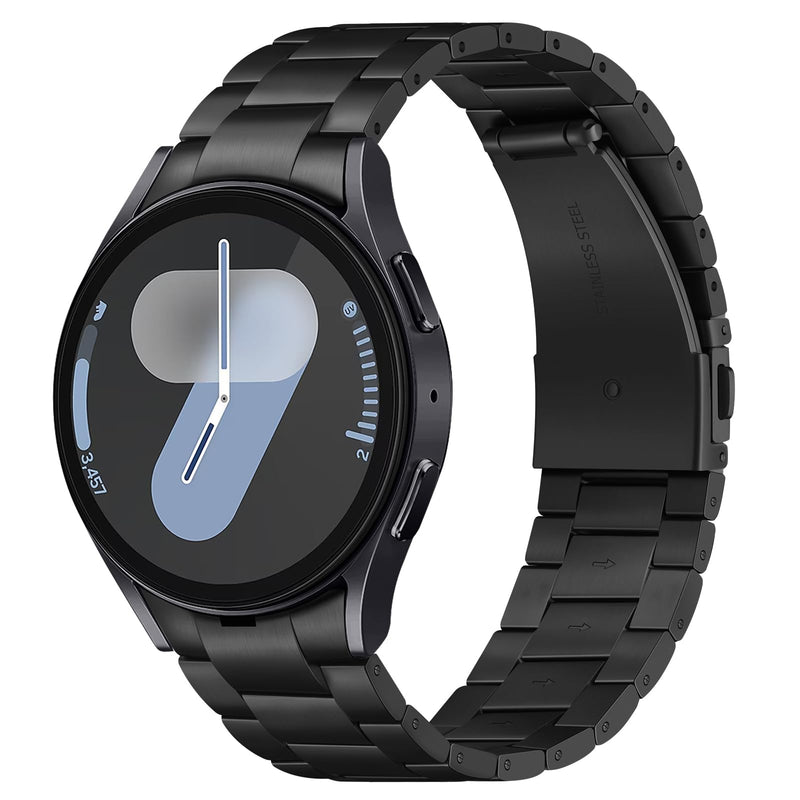 Anlinser Titanium Bands Compatible with Samsung Galaxy Watch 7/6/5/4/FE Band 44mm 40mm, for Galaxy Watch 6 Classic 47mm 43mm/5 Pro 45mm, No Gap Lightweight Metal Strap for Women Men (Black) Black