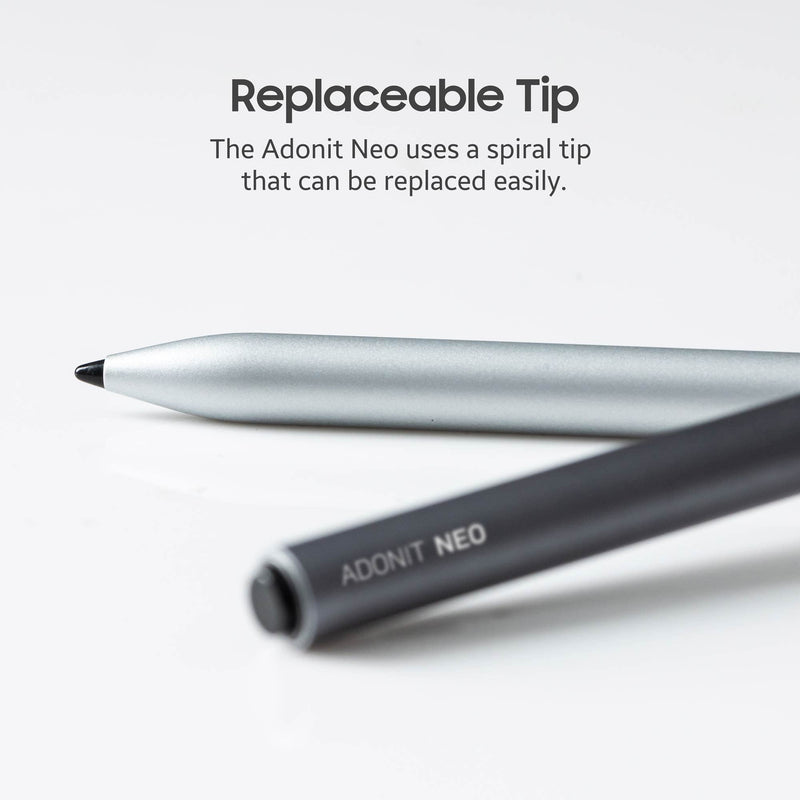 Adonit Neo, Magnetically Attachable Stylus Pen for iPad with Palm Rejection, Active Digital Pencil, Compatible with iPad Air 4th/3rd, iPad Mini 6/5th, iPad 9/8/7/6th, iPad Pro 11/12.9" - Matte Silver