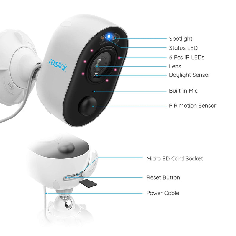 Outdoor Security Camera with Spotlight, Reolink Lumus 1080P HD Plug-in WiFi Camera for Home Security System, PIR Motion Detection, Two-Way Talk and Siren Alarm, Waterproof, Cloud/Micro SD Card Storage