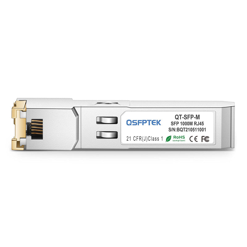 1000BASE-T SFP to RJ45, 1.25G SFP-T Gigabit SFP Copper RJ45 Module Mini GBIC Transceiver for Ubiquiti UF-RJ45-1G, Supermicro, Netgear, Broadcom, Other Open Switches, up to 100m 1000Base-T: 100m