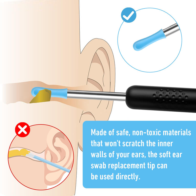 120 Pcs Ear Wax Removal Cleaner Tips,Ear Wax Removal Replacement Tips for Ears Camera, Silicone Ears Spoon Tip for Wet Dry Earspoon Accessories Set for Adult Earwax Remover Endoscope