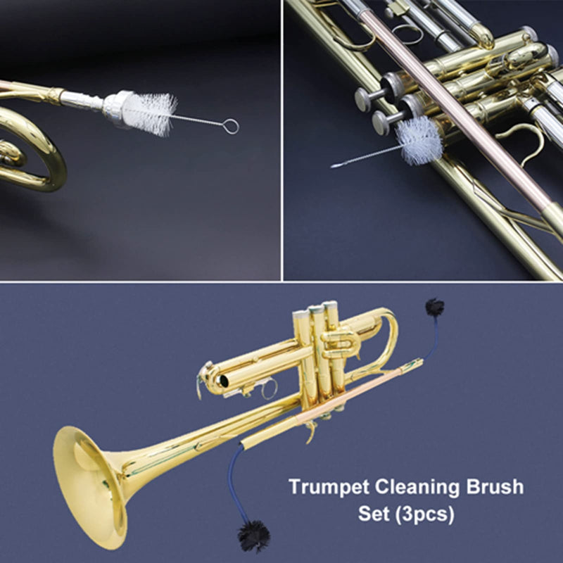Trumpet Cleaning Kit, Trumpet Maintenance Care Kit, Includes Mouthpiece Brush, Valve Brush and Flexible Snake Brush