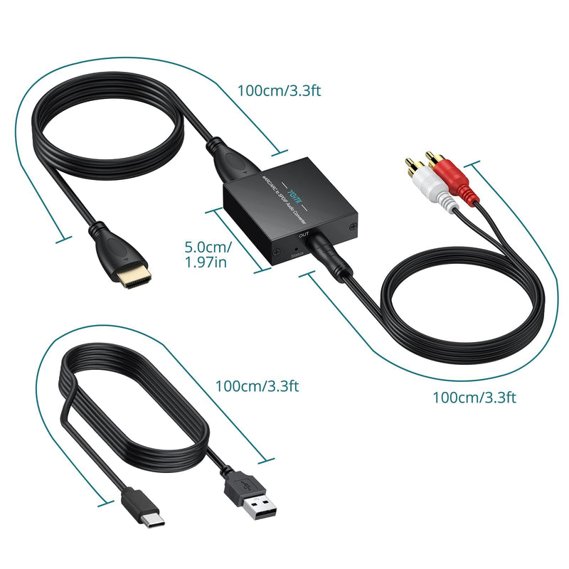 eARC Audio Extractor, HDMI ARC to 3.5mm Adapter, PCM Stereo Audio | Converts TV eARC/ARC audio to 3.5mm stereo for headphones, speakers and amplifiers with TV remote volume support