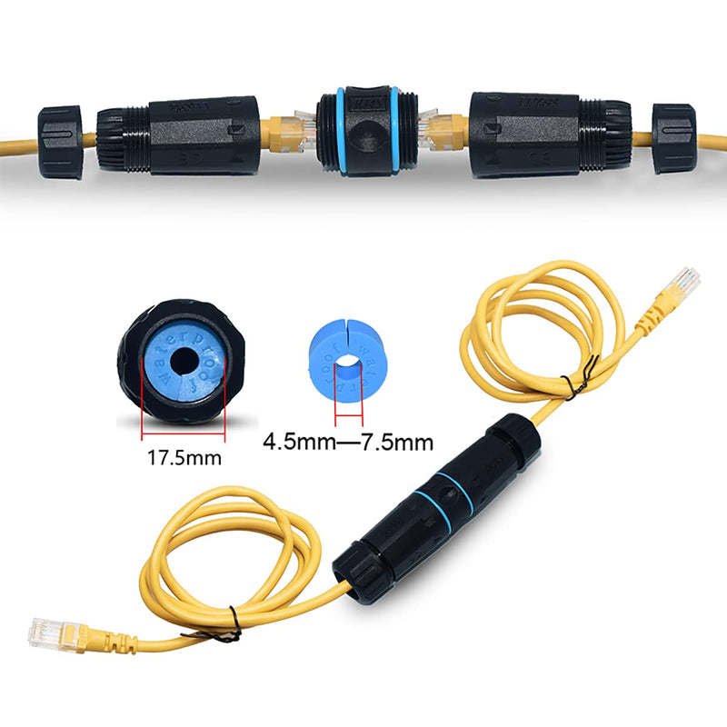 ZUZONG IP68 Waterproof RJ45 Coupler Shielded Pure Copper Ethernet Coupler - Outdoor LAN Cable Connector for Cat5/ Cat5e/Cat6/Cat7/Cat8 Ethernet Cable (Black 5 PCS Female) RJ45 5 pack Waterproof Black