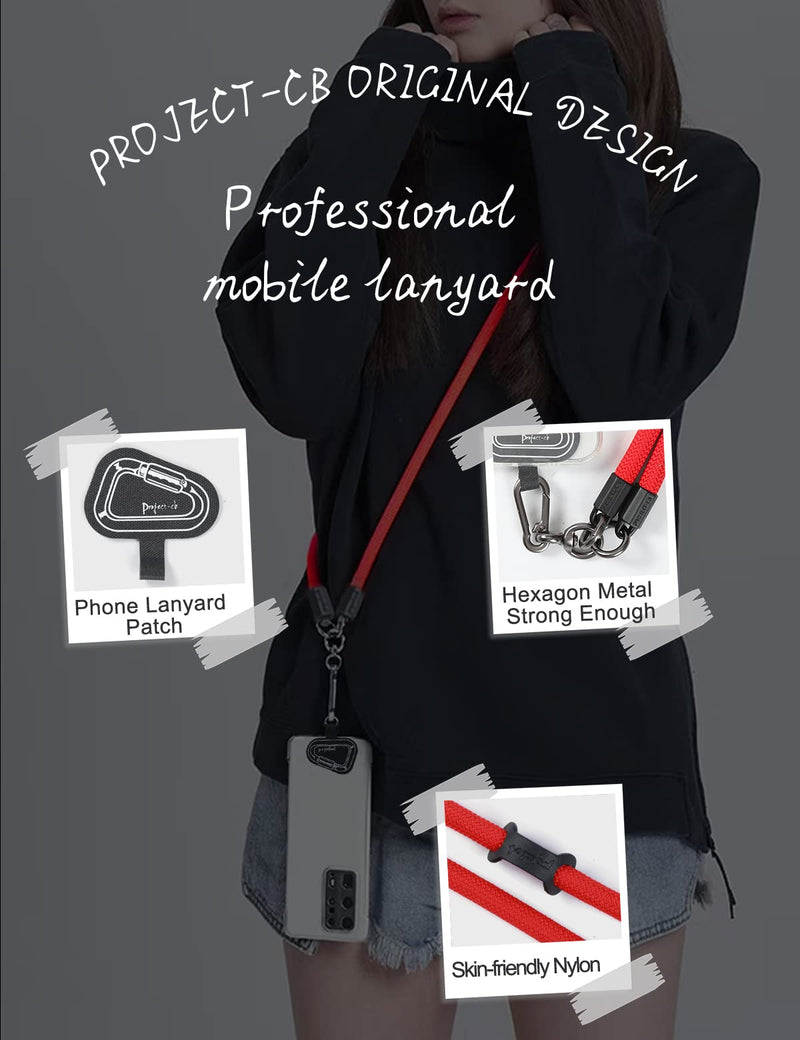 project-cb Cell Phone Lanyard ×1,Phone Lanyard Patch ×2,Phone Strap,Universal Lanyard for Phone,Crossbody Phone Strap,Neck Phone Lanyard (White-Black) White-black