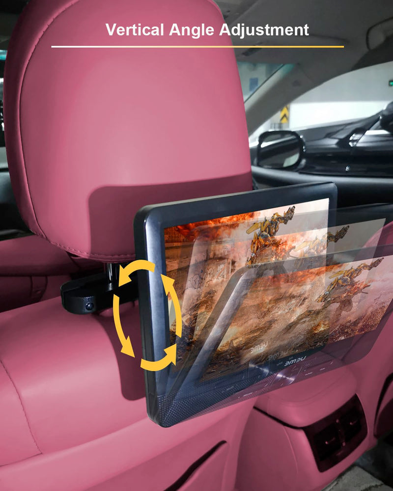 2024 Car Headrest Mount Holders for Dual Screen Portable DVD Player, Twin Car DVD Player Headrest Mounts for WONNIE/Sylvania/Fangor/Desobry Portable DVD Player, 2 Sets Seat Headrest Brackets