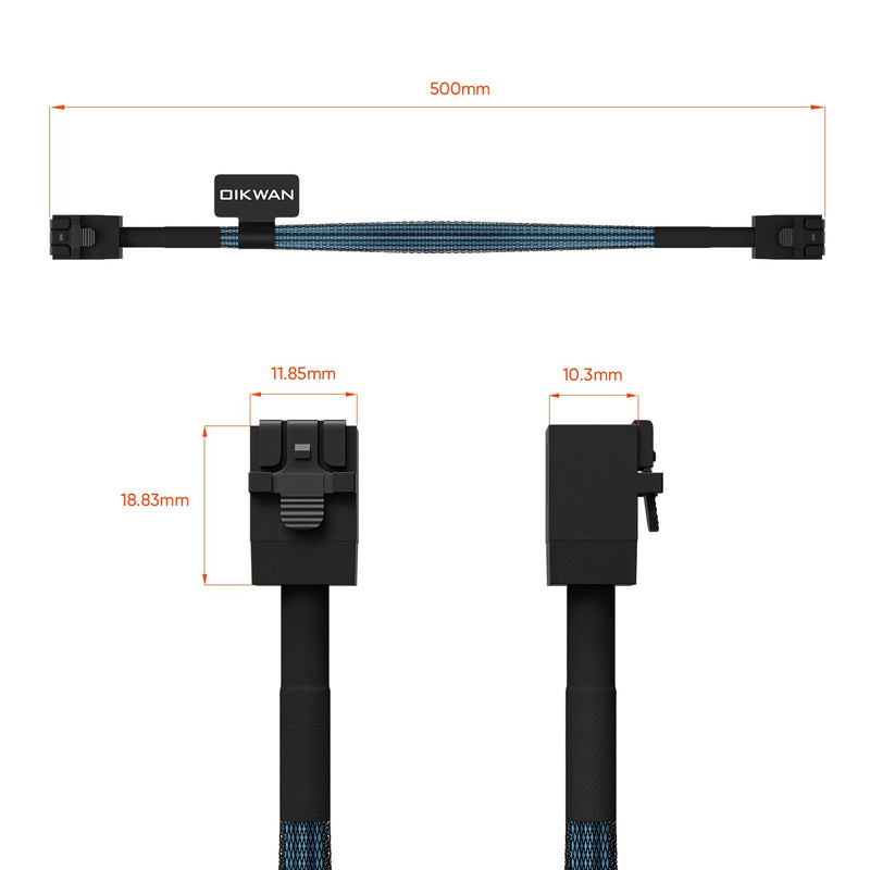 Internal HD Mini SAS SFF-8643 to SFF-8643, Internal Mini SAS to Mini SAS Cable, Compatible with RAID or PCI Express Controller(1.6FT/0.5M) 1.6Feet