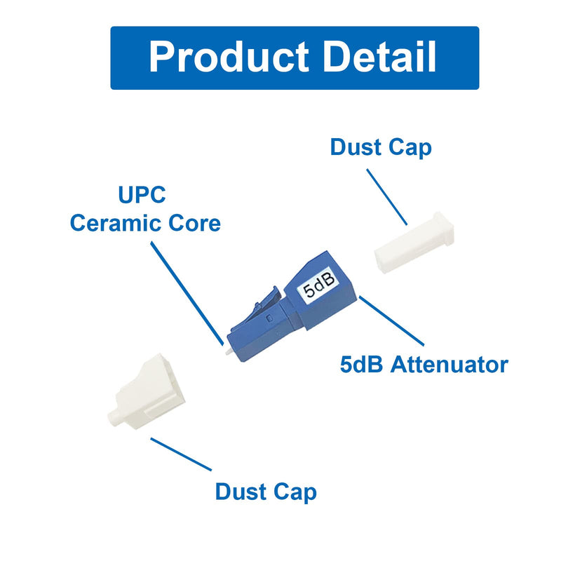 [AUSTRALIA] - GwliUni 10Pcs LC Fiber Optic attenuator, Fiber Signal Attenuation Converter, LC Inserts Connector Single Mode (LC-UPC, 5dB) LC-UPC 
