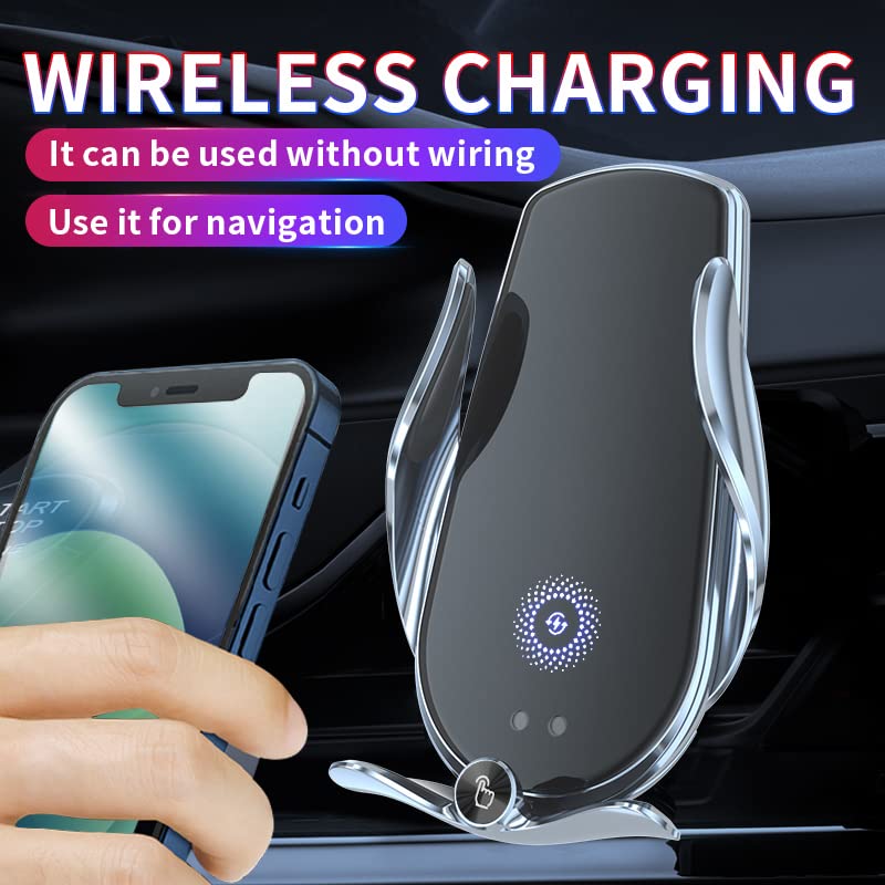Silver M3 Wireless Charger Car Air Vent Phone Holder 15W Fast Charging iOS Android Compatible Smart Sensor Upgraded Model Silver