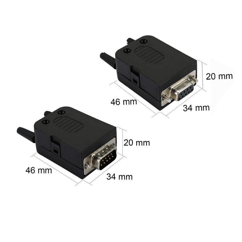 Avanexpress DB9 Connector to Wiring Terminal RS232 Serial Port Breakout Board Solder-Free (Male Adapter with Case x1, Female Adapter with Case x1)