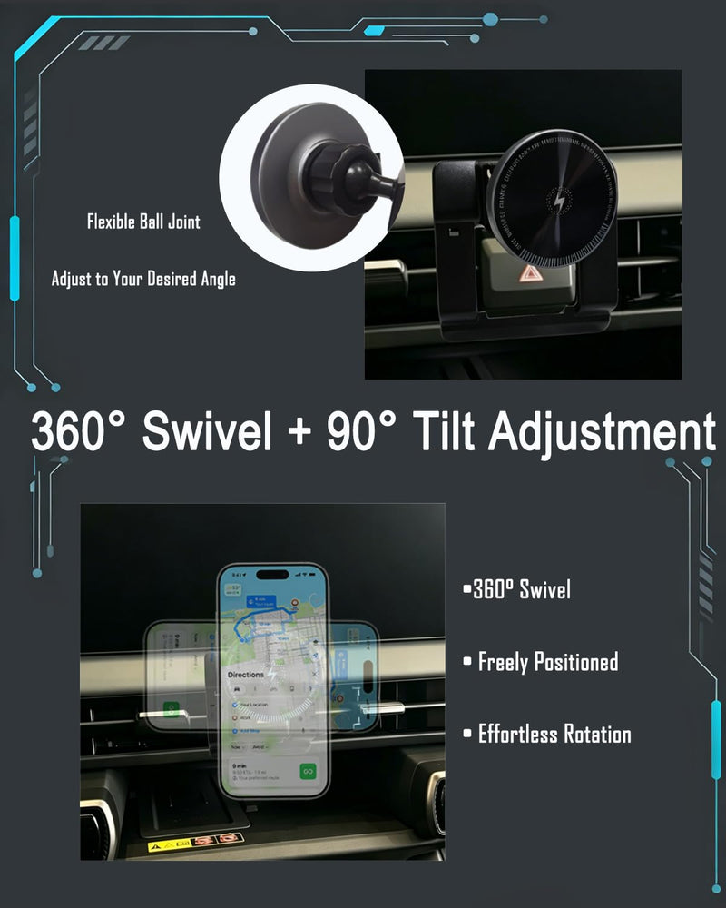 for Toyota RAV4 Phone Mount 2026 Magnetic Fast Wireless Charging | Custom Fit for rav4, Strong Magnetism, Universal Compatibility, 360° Rotation, No Drill, No View Blockage, Secure Hold