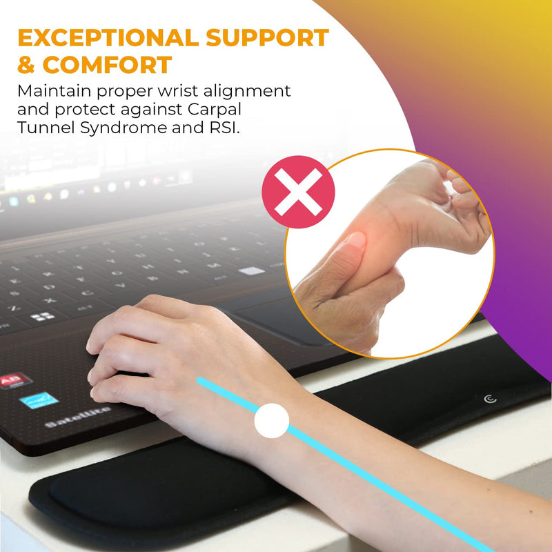 Wrist Rests for Keyboard and Mouse Pad Set - Memory Foam Cushion, Black - Ergonomic Wrists Hand Arm Rest Support for Laptop Computer Desk and Gaming - Carpal Tunnel Syndrome Relief Original