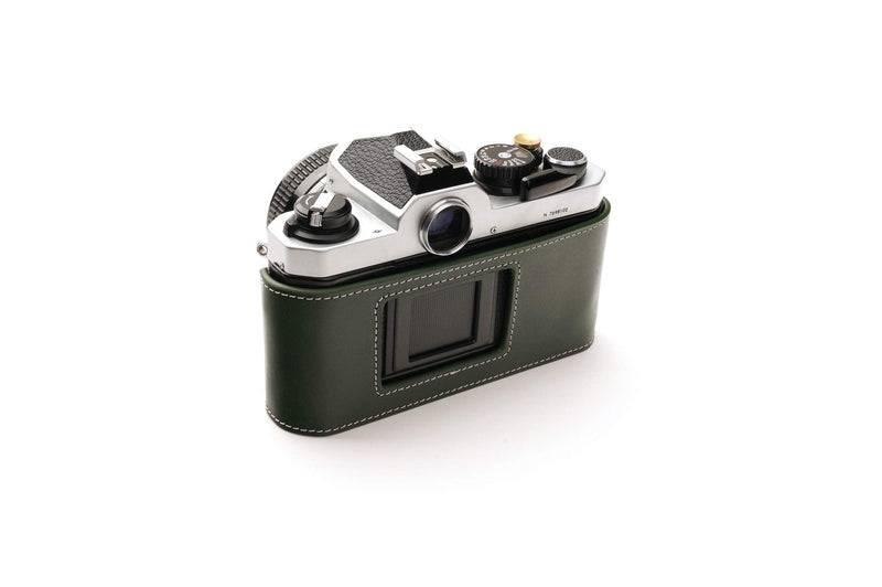 Nikon FM2 Case, BolinUS Handmade Genuine Real Leather Half Camera Case Bag Cover for Nikon FM2 FM FE FM2n FE2 With Hand Strap (Green) Green