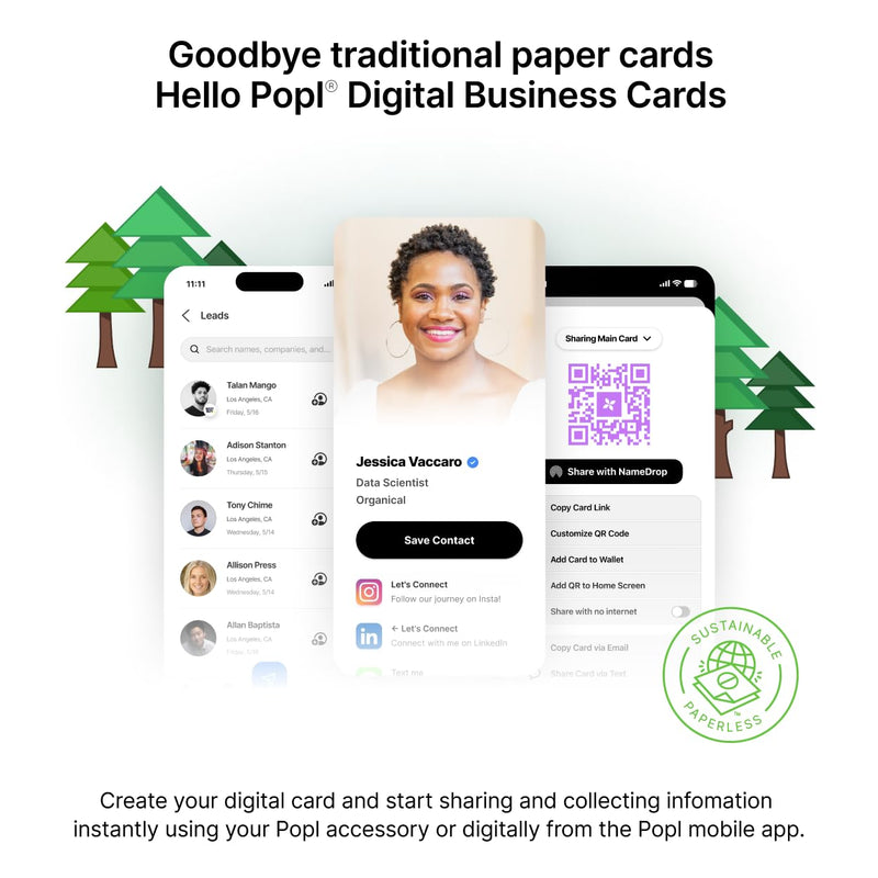 Popl Digital Business Card - Smart NFC Networking Card - Tap to Share - iPhone & Android (Prism) Prism