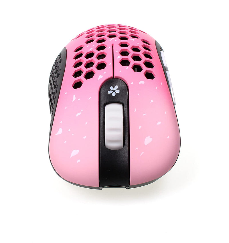 Skoll Mini SK-S Sakura 50g Ultralight Weight Honeycomb Design Ergonomic Gaming Mouse with 3389 Sensor - PTFE Skates - 16,000DPI - Detachable Cable (Pink)