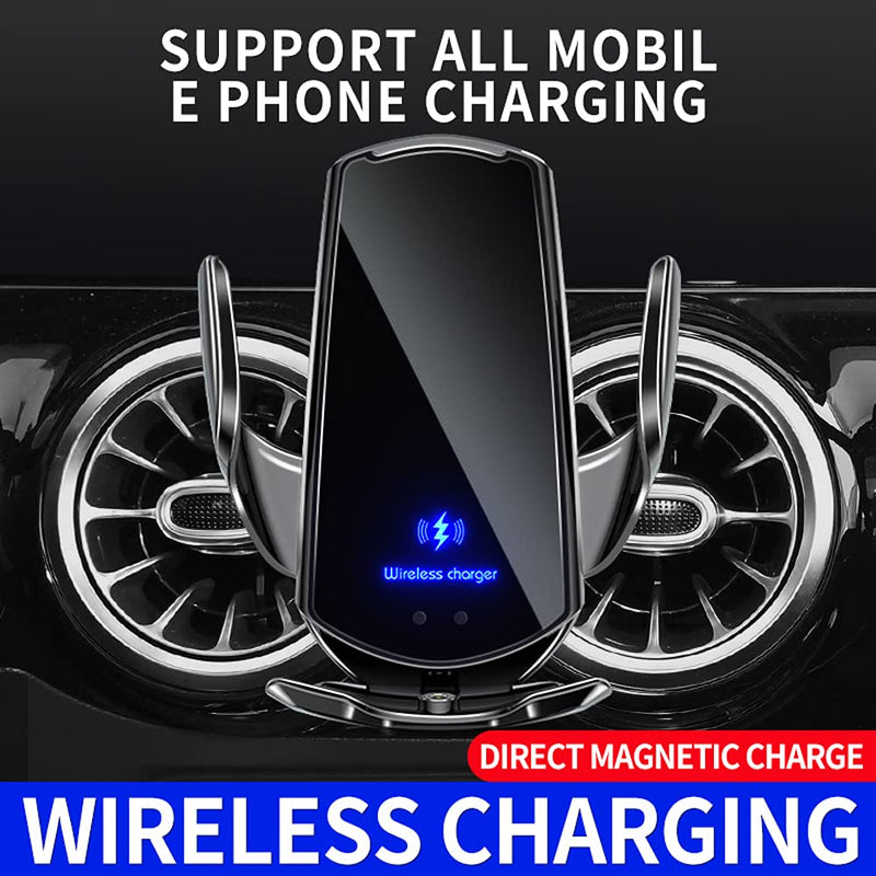 Q3 Smart Sensor Car Phone Wireless Charger,15W Qi Fast Charging Auto-Clamping Car Holder, Air Vent Phone Holder，for iPhone17/16/15/14/13/12series,and All Qi Enable Android Cellphone (Q3-Black) Q3-Black