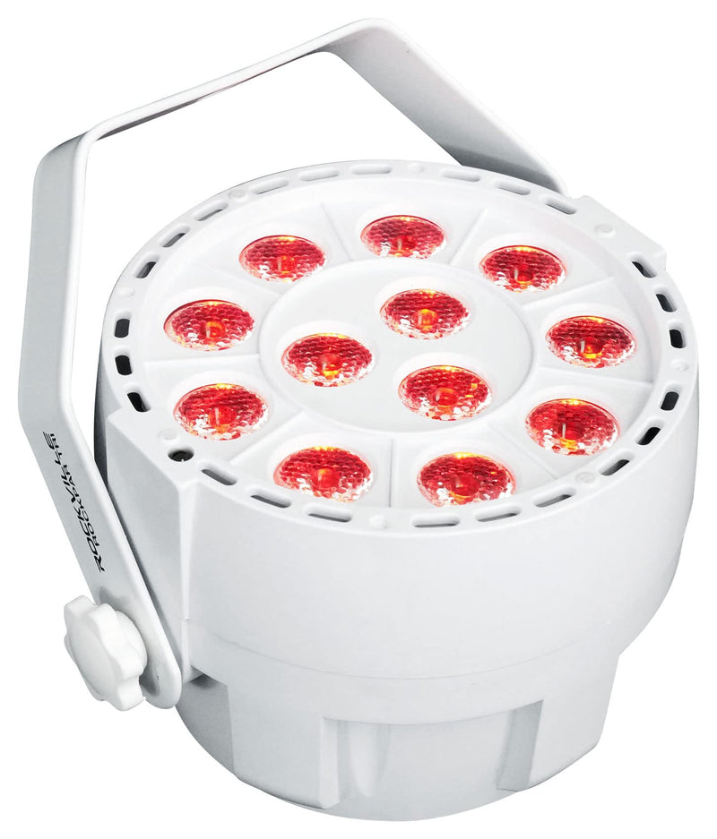 [AUSTRALIA] - Rockville RockPAR TRI White Compact LED Par Can Light, RGB, 12 Tri-Color LEDs, DMX, Auto/Sound/Master-Slave Modes, Adjustable Beam, Wireless Remote, for DJs and Events 