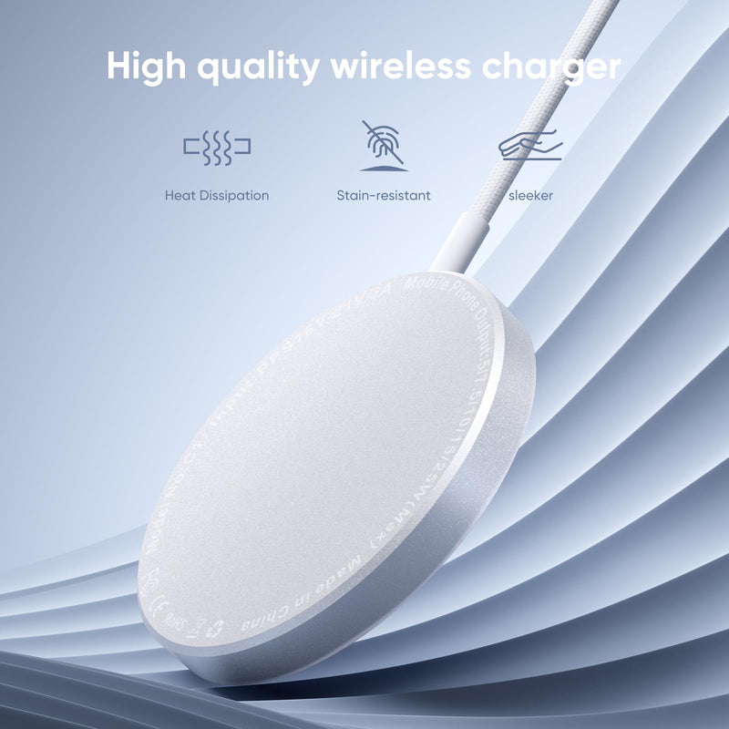 MagSafe Charger 2 Pack 25W Magnetic Wireless Charger Fast Charging Pad | Two magnetic charging pads with braided USB C cables, compatible with iPhone 17/16/15/14/13/12 and AirPods 4/3/2/Pro 4.2FT