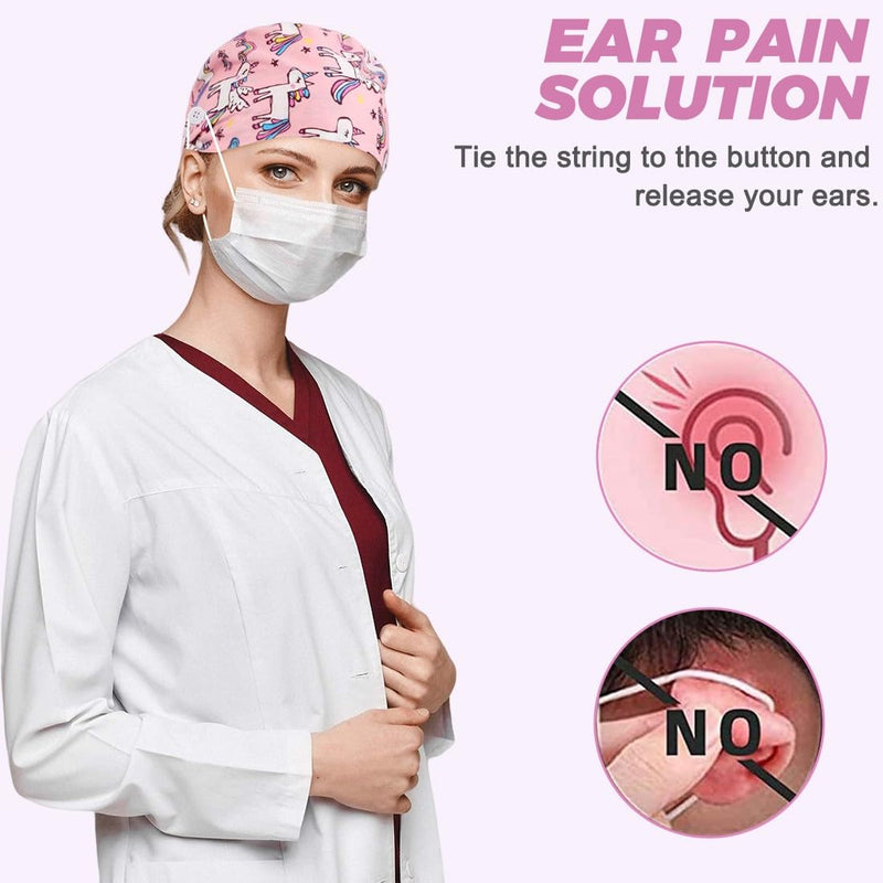 [AUSTRALIA] - EAVUYIS Nurse Caps Surgical Hood Fabric, Surgical Caps, Fabric Nurse, Accessories for Doctors, Nurse Cap, Adjustable Work Cap, Cotton Dust Cap, Cute Unisex Dust Cap pink 