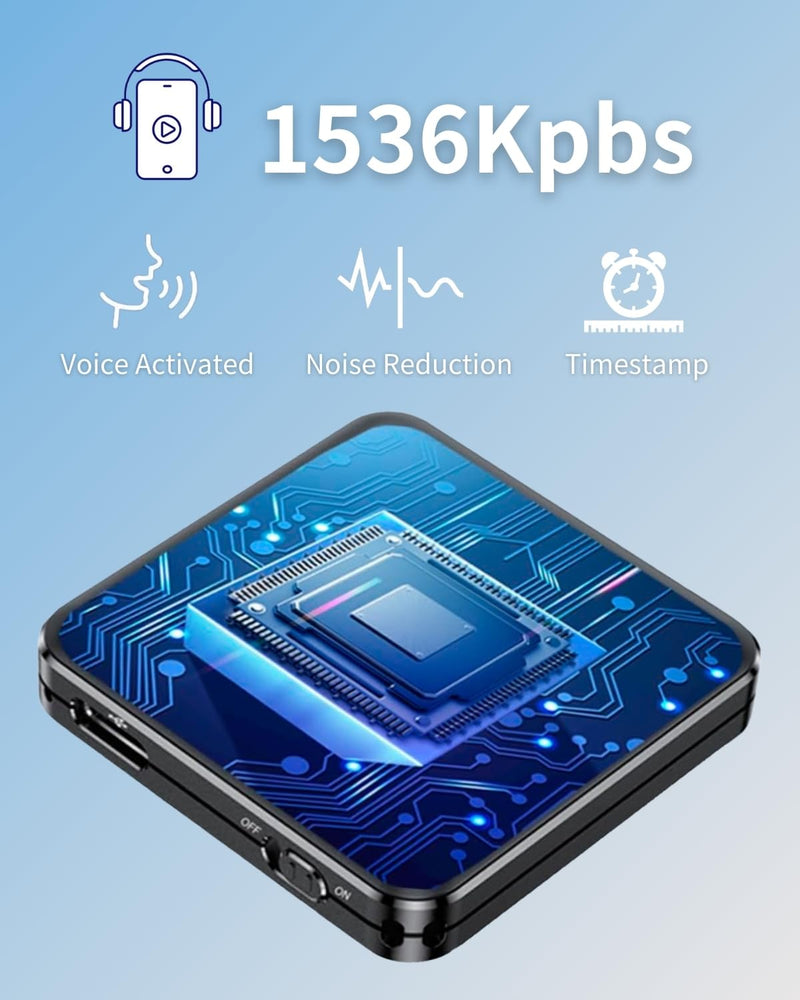 128G Magnetic Voice Recorder - 160 Hrs Battery Life, 1600 Hrs Storage, 1536kpbs - Voice Activated, One-Button Recording, Phone and Computer Playback - Ideal for Lectures, Meetings, Interviews, Classes 128GB