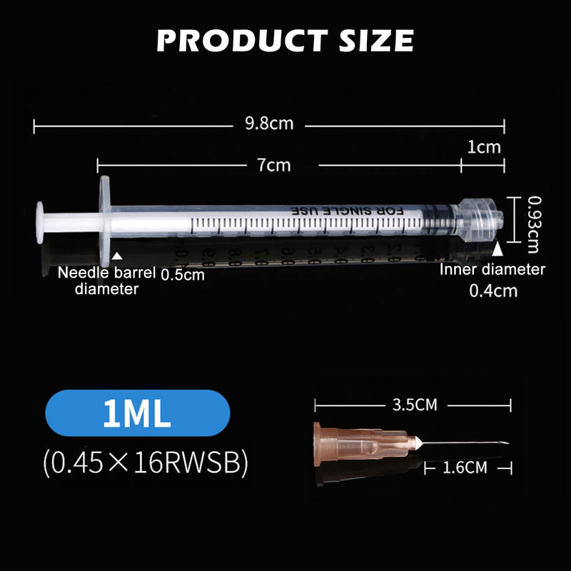 Pack of 50 Syringes 1 ml, Vegena 1 ml Syringes Set Plastic Tube Syringes Disposable Syringes Small Dosing Syringe Liquid Syringe Independent Seal Packaging Disposable Syringes (50)