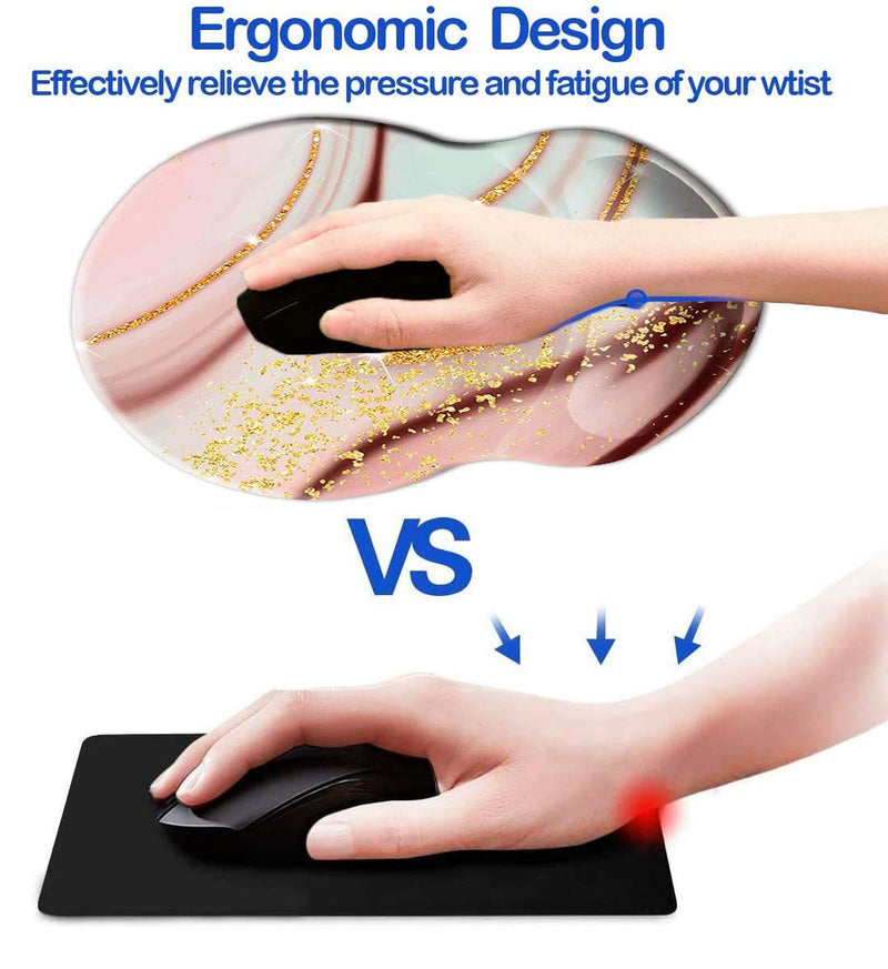 Mouse Pad with Wrist Support, Non Slip Mousepad Wrist Rest for Office, Computer, Laptop & Mac- Durable & Comfortable & Lightweight Ergonomic Support Mouse Mat (Pretty Marble-Wrist-5) Pretty Marble-Wrist-5