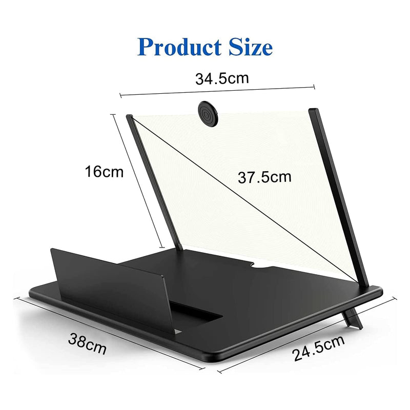 18" Screen Magnifier for Cell Phone -3D HD Magnifying Projector Screen Enlarger for Movies, Videos and Gaming – Foldable Phone Stand Holder with Screen Amplifier–Compatible with All Phones (Black-18) Black-18"