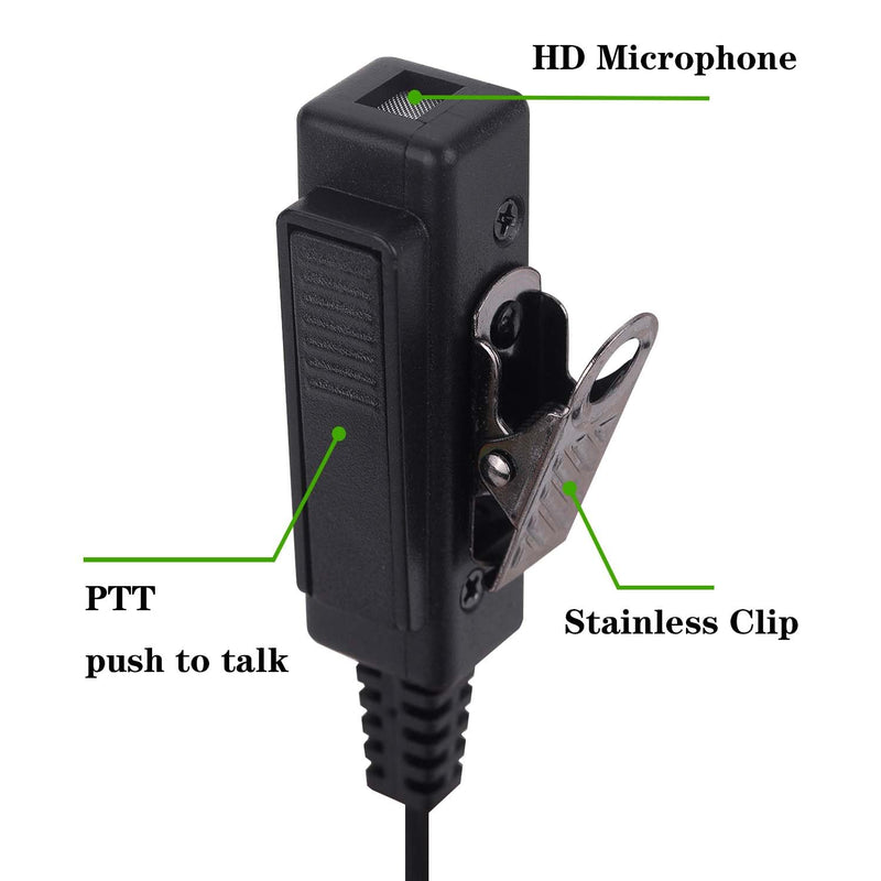 VX-261 Earpiece with Mic for Motorola Vertex Standard Radio EVX-261 VX-231 EVX-531 EVX-534 VX-180 VX-298 VX-350 VX-351 Covert Acoustic Tube Headset with One Pair Medium Earmolds,2 Pack