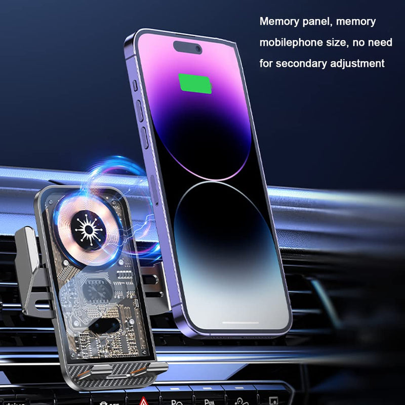 Wireless Car Charger Mobile Phone Holder Punk Cell Phone Mount Fast Auto Clamping Automatic Bracket Universal Dashboard/Windshield/Window for 5.74in-6.49in Phones (Grey) Grey