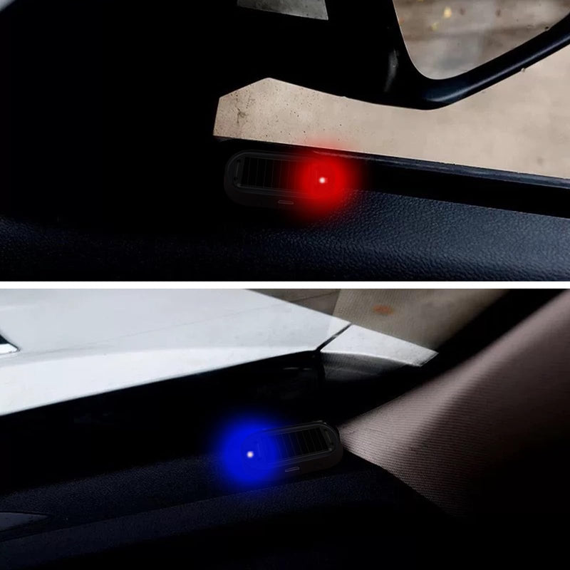 Car Solar Power Simulated Dummy Alarm，Anti-Theft LED Flashing Security Light Fake lamp with USB Charger Port，Car Accessories for Most Cars,2PCS (red) red